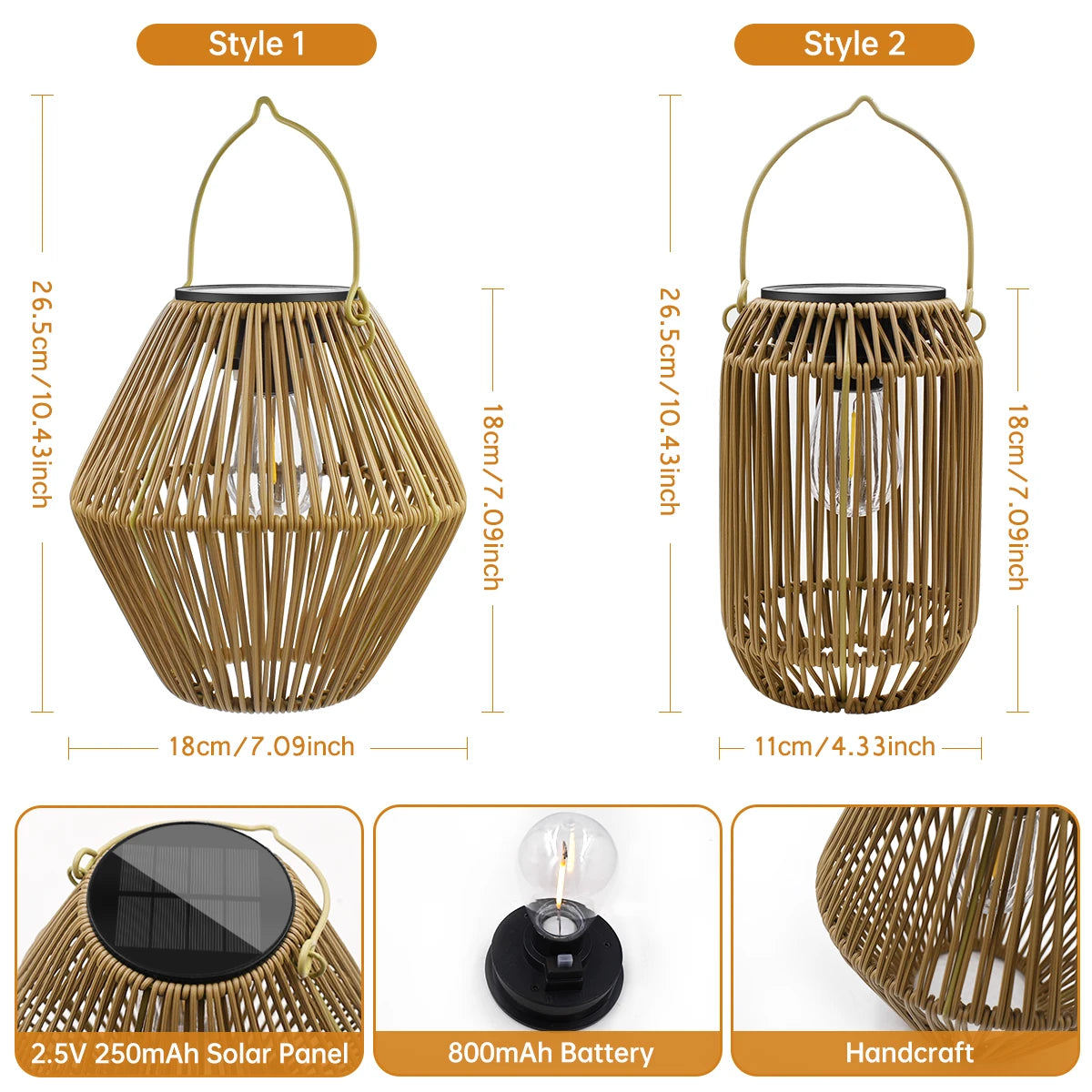 Solar Rattan Laterne Wasserdicht fur Garten und Terrasse