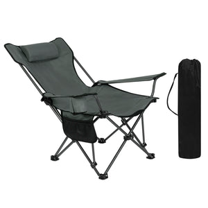WOLTU Faltbarer Campingstuhl mit verstellbarer Rückenlehne, Kopfstütze, Getränkehalter und Tragetasche, 2-in-1 Outdoor-Stuhl und Liegestuhl bis 150 kg