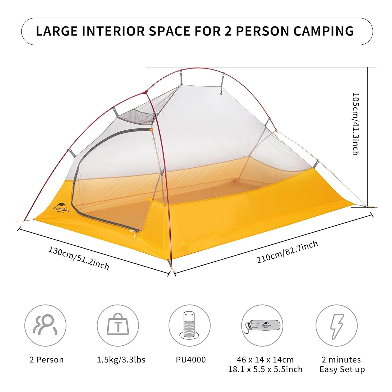 Ultraleichtes 2-Personen Trekkingzelt 10D Wasserdicht