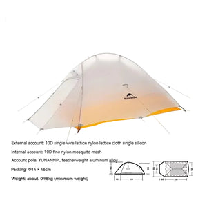 Ultraleichtes 2-Personen Trekkingzelt 10D Wasserdicht