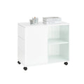 Rollcontainer 35 Ã— 61 Ã— 70 cm mit GlastÃ¼ren und 3 Schubladen â€“ Druckertisch auf Rollen