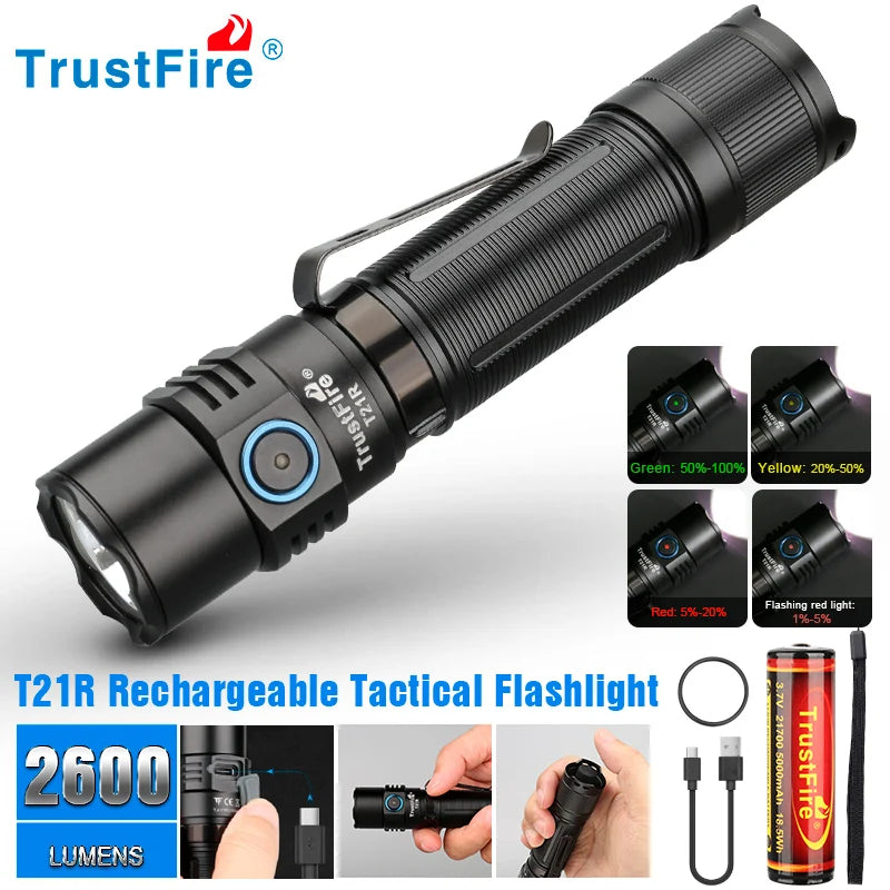 LED Taschenlampe 2600 lm USB-C Wiederaufladbar
