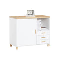 Aktenschrank 90 Ã— 75 Ã— 45 cm mit 3 Schubladen und Druckerfach â€“ WeiÃŸ/Natur