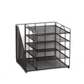 Schreibtisch-Organizer mit 5 Ablagen und Dokumentenhalter â€“ Metall, Schwarz