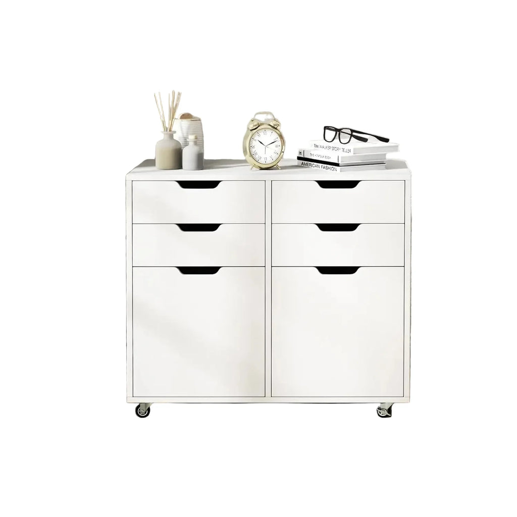 Rollcontainer 78 Ã— 40 Ã— 65 cm mit 5 Schubladen â€“ Druckertisch und Aktenschrank, WeiÃŸ