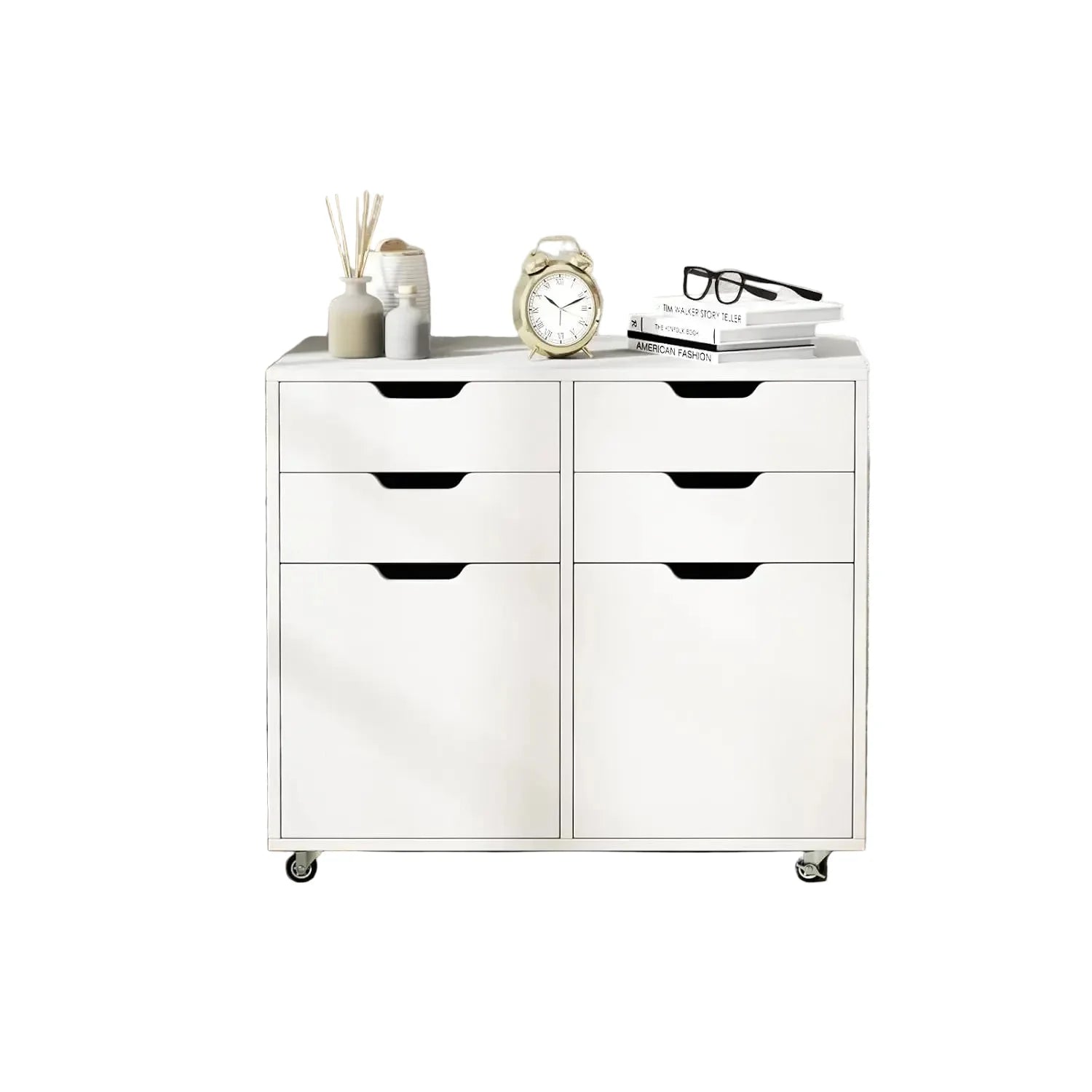 Rollcontainer 78 Ã— 40 Ã— 65 cm mit 5 Schubladen â€“ Druckertisch und Aktenschrank, WeiÃŸ