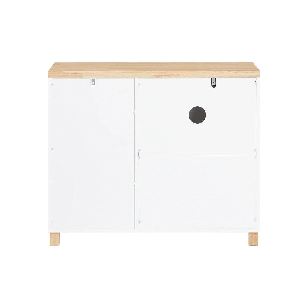 Aktenschrank 90 Ã— 75 Ã— 45 cm mit 3 Schubladen und Druckerfach â€“ WeiÃŸ/Natur