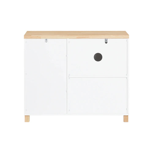 Aktenschrank 90 Ã— 75 Ã— 45 cm mit 3 Schubladen und Druckerfach â€“ WeiÃŸ/Natur