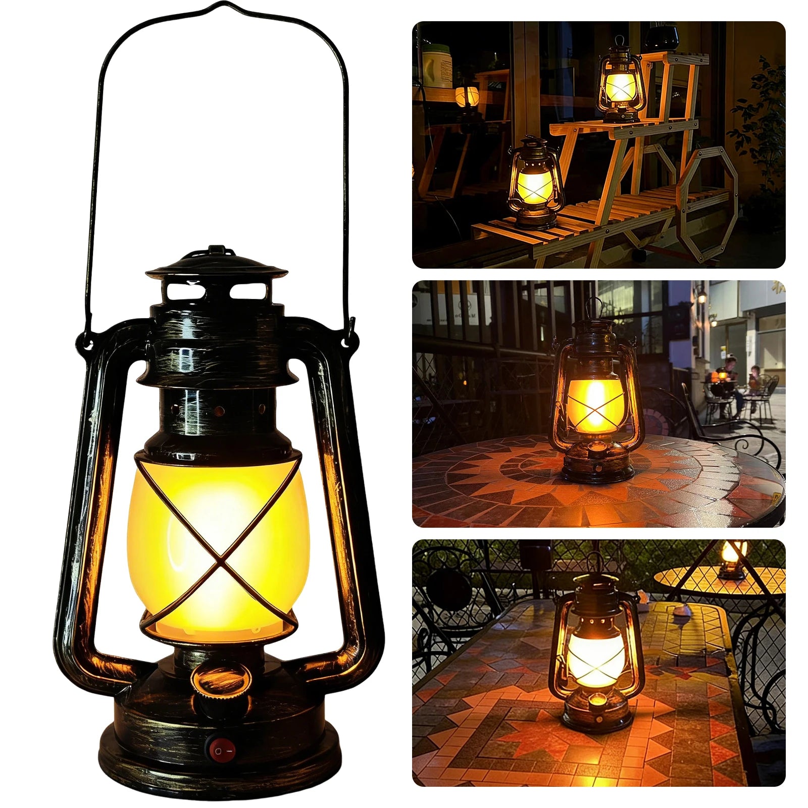 Vintage LED Campinglaterne USB Wiederaufladbar mit Flammeneffekt