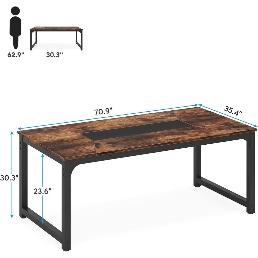 Konferenztisch 180 Ã— 90 Ã— 77 cm fÃ¼r 6â€“8 Personen â€“ Besprechungstisch in Braun/Schwarz