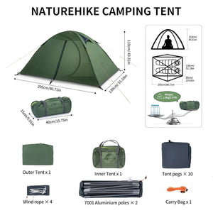 Ultraleichtes 2-Personen Trekkingzelt 20D Wasserdicht