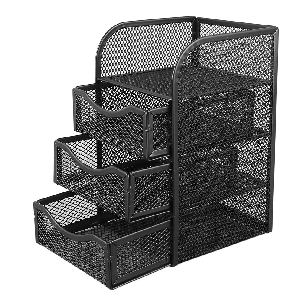 Schreibtisch-Organizer aus Metall mit 3 Schubladen â€“ Mesh Desktop-Aufbewahrung