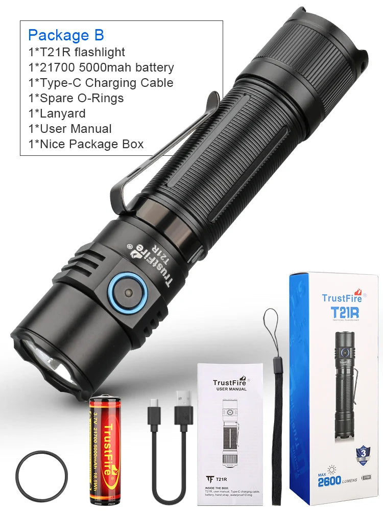 LED Taschenlampe 2600 lm USB-C Wiederaufladbar