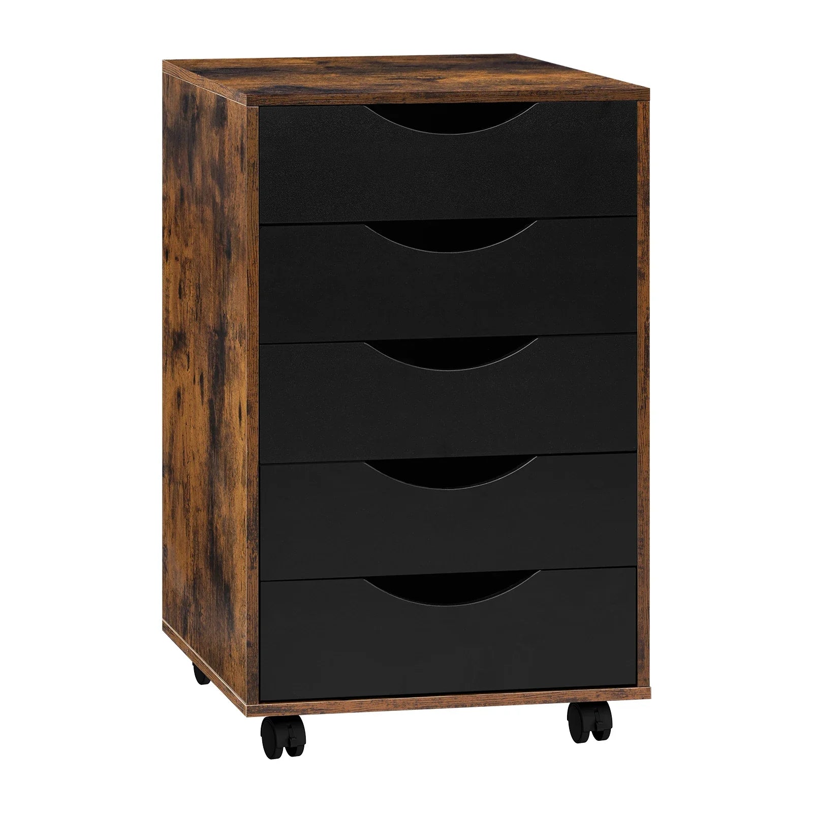 Rollcontainer 40 Ã— 40 Ã— 66,5 cm mit 5 Schubladen â€“ Aktenschrank auf Rollen