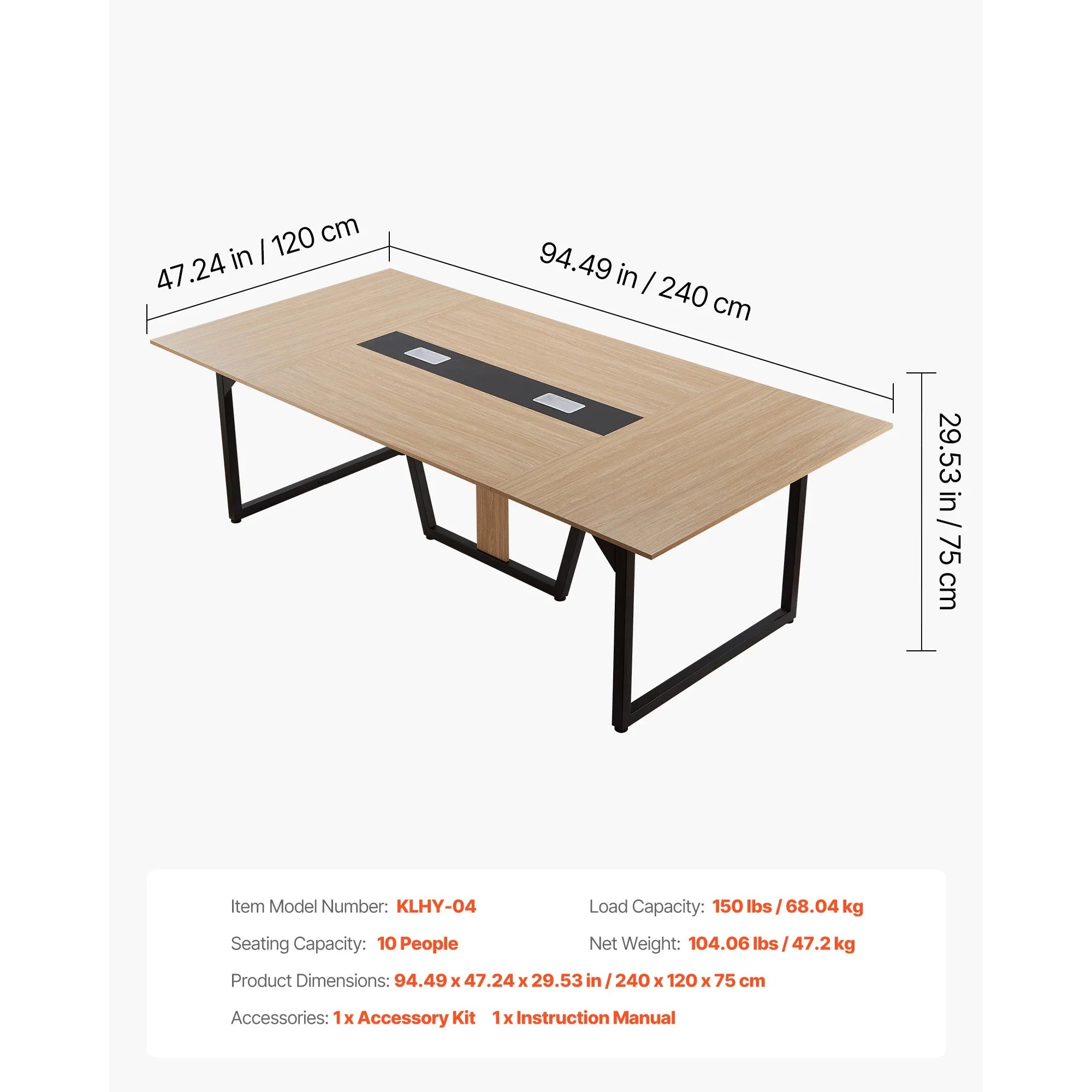 Konferenztisch 140/180/240 cm â€“ Besprechungstisch mit Metallgestell fÃ¼r 6â€“16 Personen
