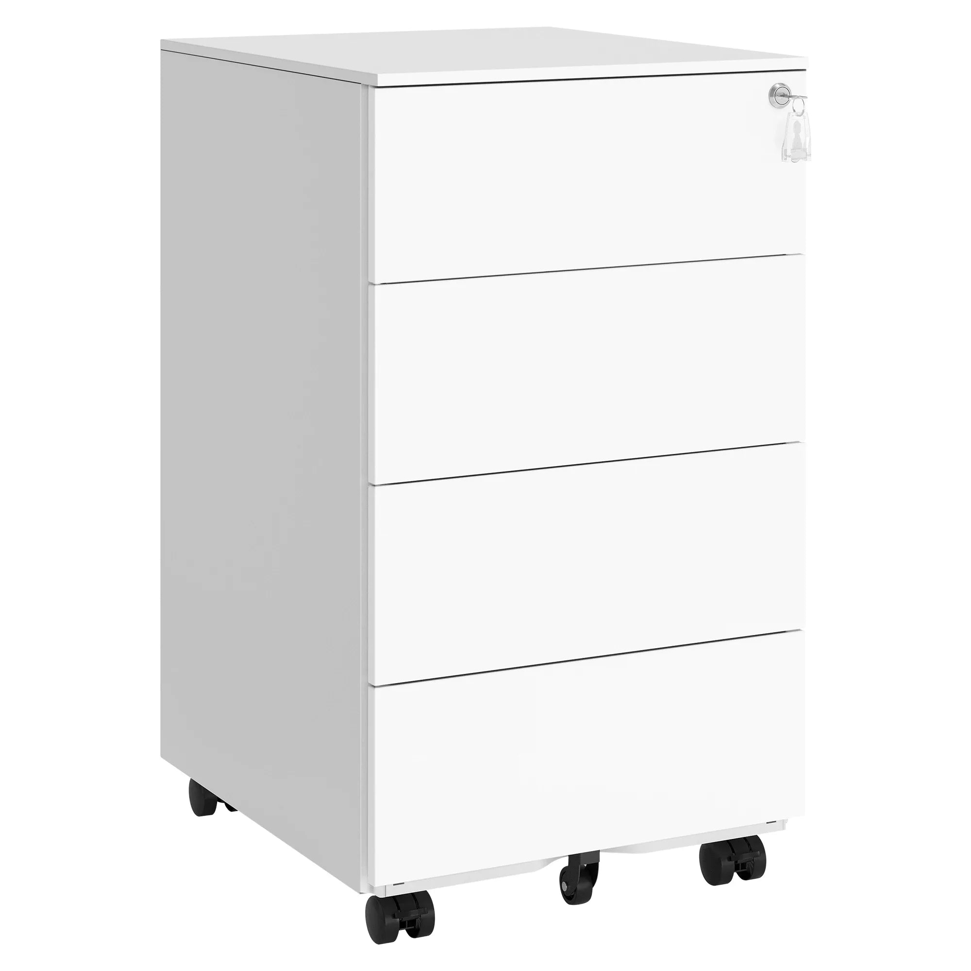 Rollcontainer 45,1 Ã— 39 Ã— 69,3 cm aus Stahl mit 4 Schubladen â€“ AbschlieÃŸbarer Aktenschrank auf Rollen