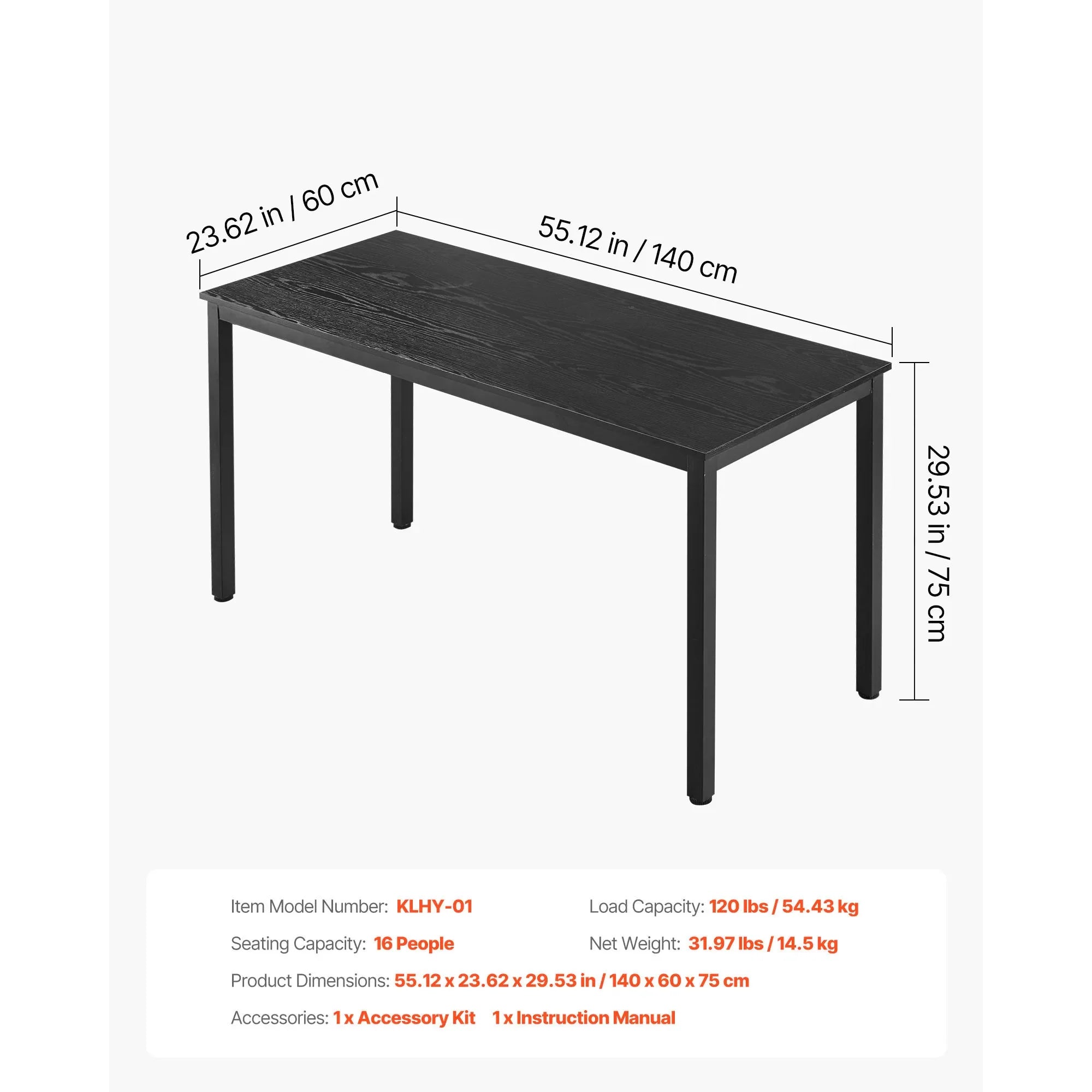 Konferenztisch 140/180/240 cm â€“ Besprechungstisch mit Metallgestell fÃ¼r 6â€“16 Personen