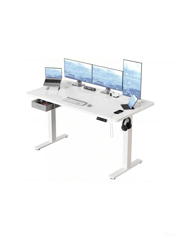 HÃ¶henverstellbarer Schreibtisch 160 Ã— 80 cm mit Schubladen und USB-A-Anschluss
