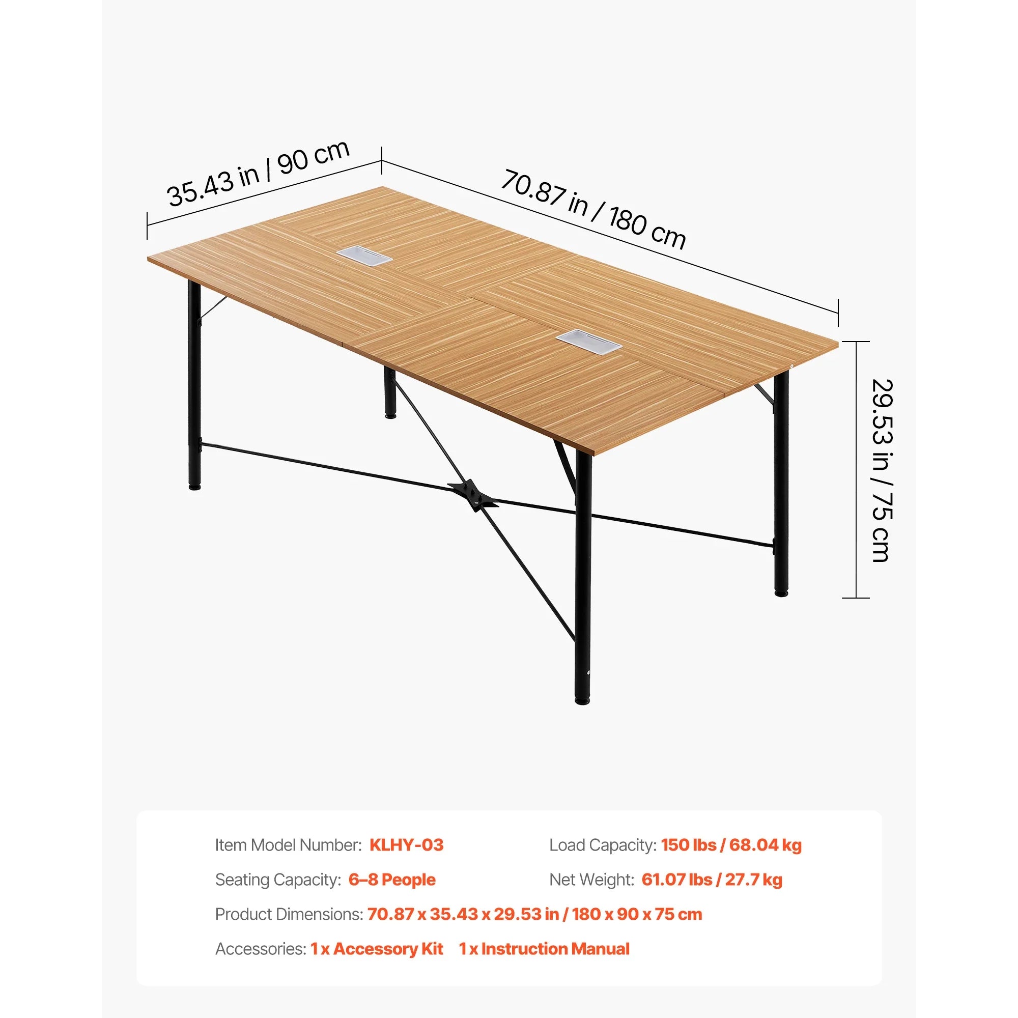 Konferenztisch 140/180/240 cm â€“ Besprechungstisch mit Metallgestell fÃ¼r 6â€“16 Personen