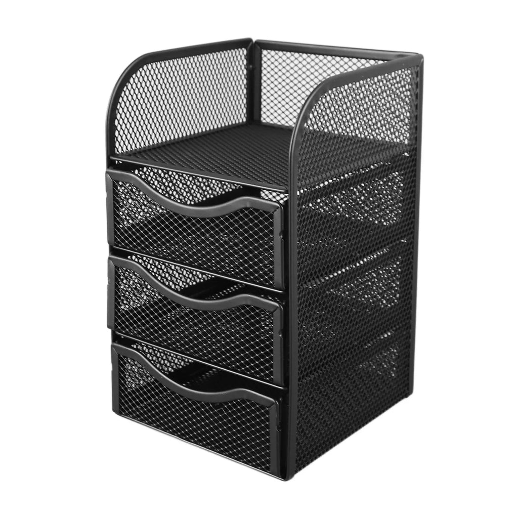 Schreibtisch-Organizer aus Metall mit 3 Schubladen â€“ Mesh Desktop-Aufbewahrung