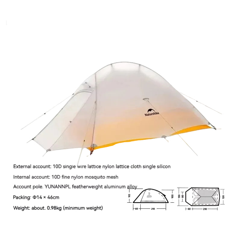 Ultraleichtes 2-Personen Trekkingzelt 10D Wasserdicht