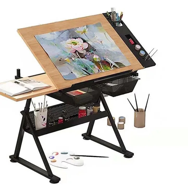 HÃ¶henverstellbarer Zeichentisch mit Glasplatte 74â€“93 cm â€“ Neigbare ArbeitsflÃ¤che 0â€“80Â°