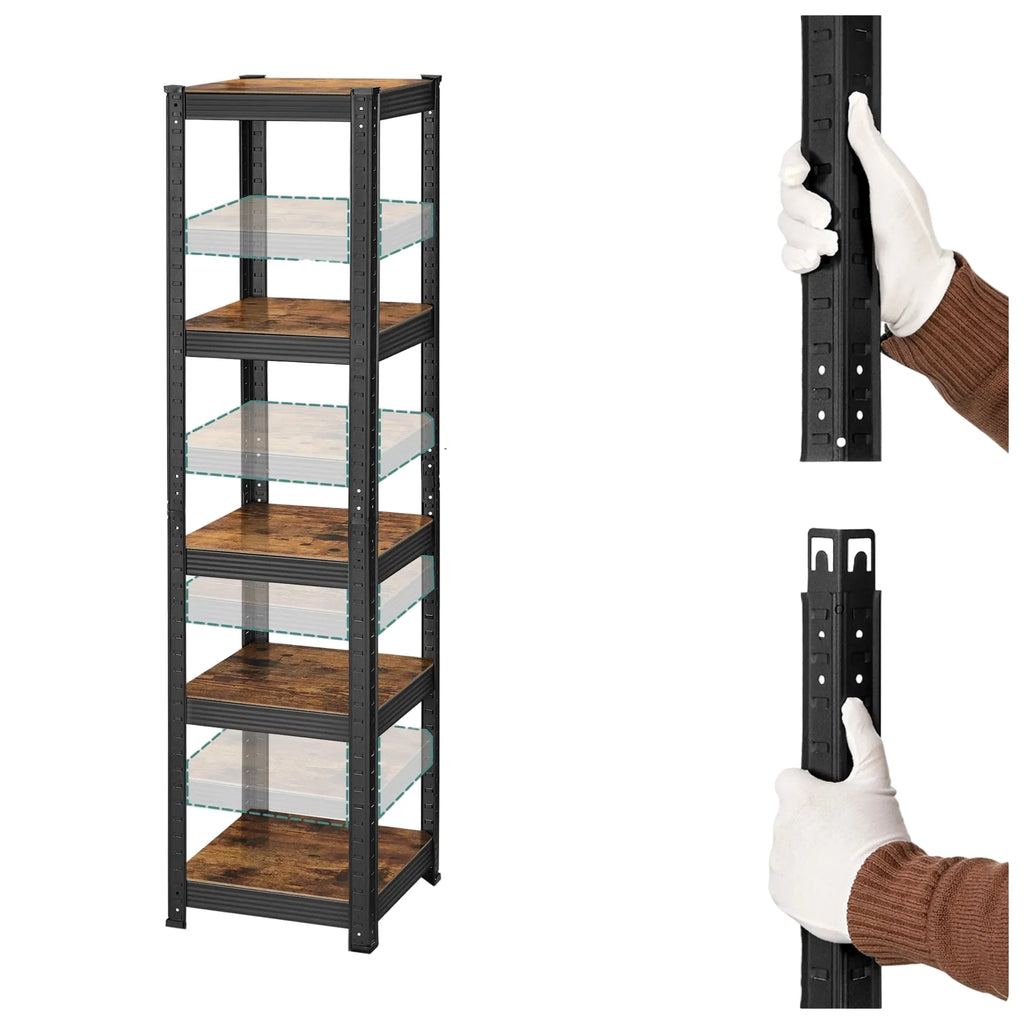 Schwerlastregal 150 Ã— 37 Ã— 37 cm mit 5 BÃ¶den aus Stahl und MDF â€“ HÃ¶henverstellbares Lagerregal