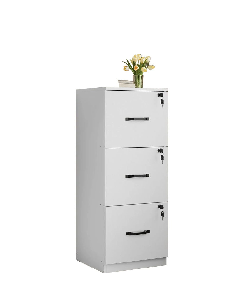 Aktenschrank 40 Ã— 41 Ã— 103 cm mit 3 abschlieÃŸbaren Schubladen â€“ WeiÃŸ